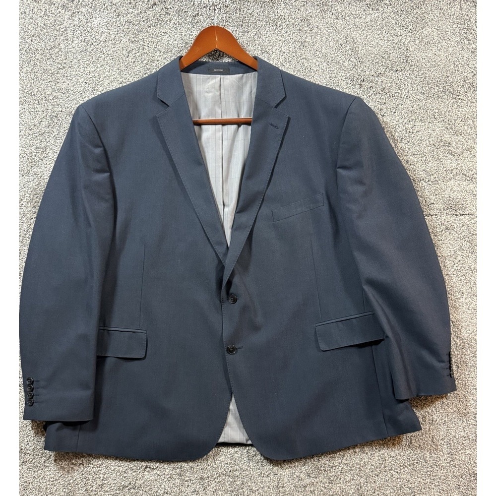 J Ferrar Mens 54R Big Navy Sport Coat Blazer 2‎ Button Single Vent Jacket